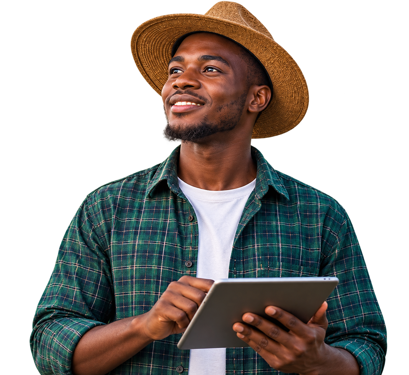 Young farmer using digital agriculture technology